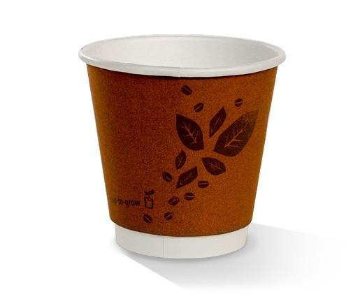 8oz* DW 90mm Biodegradable PLA Coated Coffee Cup - White